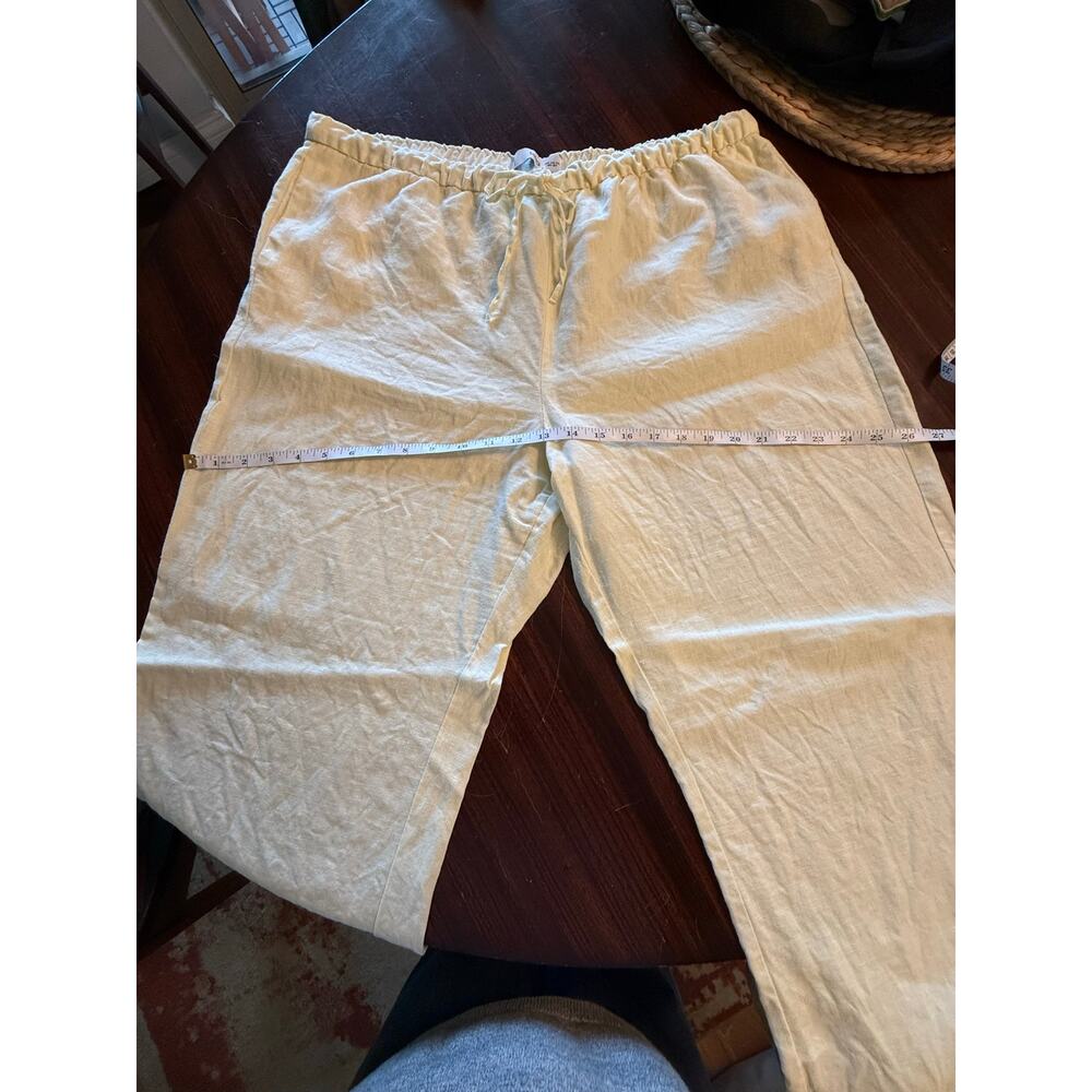 Mango Butter Yellow 100% Linen Elastic Drawstring Waist Straight Leg Pants XXL - Picture 7 of 10